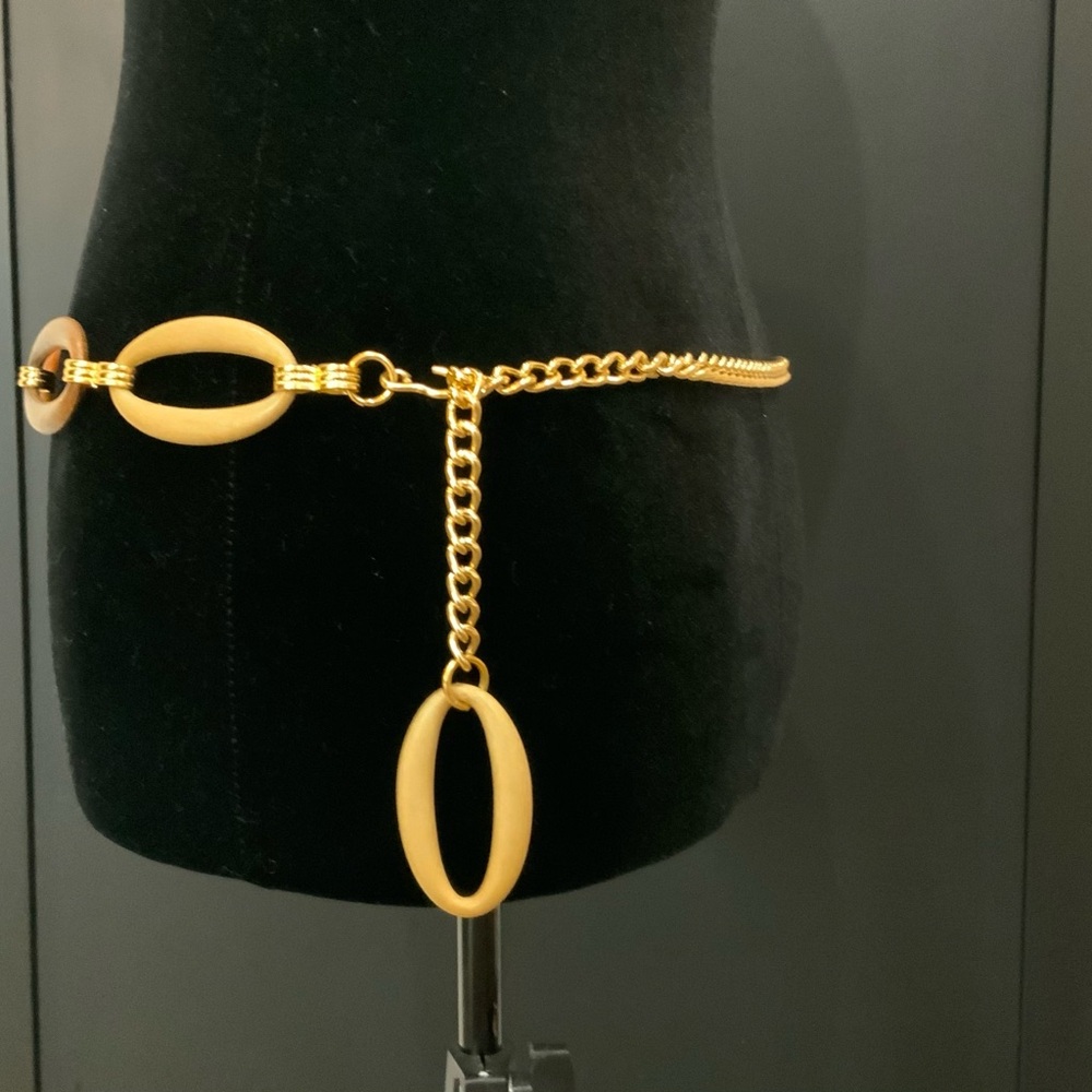 Artesian Wood & Gold Chain Adjustable Belt Size OSFM - Picture 5 of 8